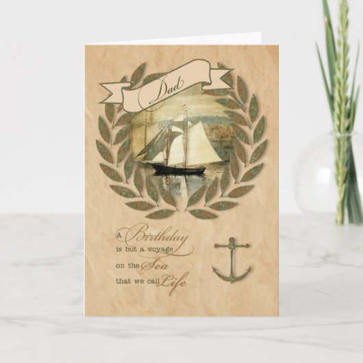 Nautical Sailing Thema voor pap Birthday Kaart (Voorkant)
