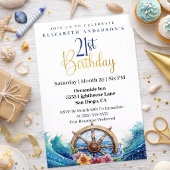 Nautical Sailing Wheel 21st Birthday Kaart