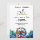 Nautical Sailing Wheel 21st Birthday Kaart (Voorkant)