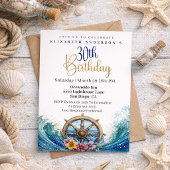 Nautical Sailing Wheel 30th Birthday Kaart