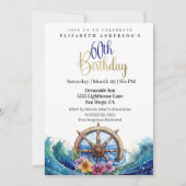 Nautical Sailing Wheel 60th Birthday Kaart (Voorkant)