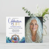 Nautical Sailing Wheel Celebration Of Life Kaart (Staand voorkant)