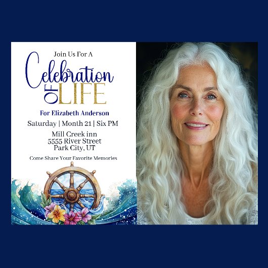 Nautical Sailing Wheel Celebration Of Life Kaart