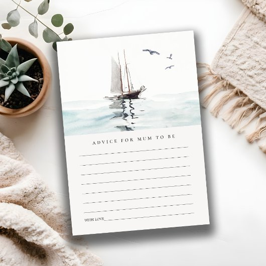 Nautical Sailing Yacht Advice for Mum Baby shower Informatiekaartje