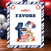 Nautical Sailor 1e Verjaardag Boot Boy Favor Sign Poster