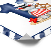 Nautical Sailor 1e Verjaardag Boot Boy Favor Sign Poster (Hoek)