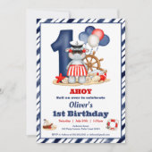 Nautical Sailor 1st Birthday Party Boy Kaart (Voorkant)