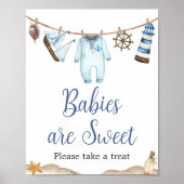 Nautical Sailor Ahoy Baby shower Baby's zijn zoet Poster (Voorkant)