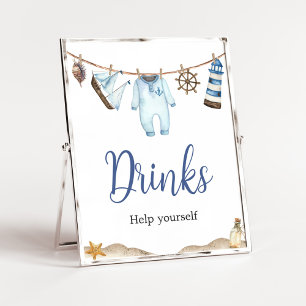 Nautical Sailor Ahoy Baby shower Drinken Poster