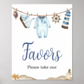 Nautical Sailor Ahoy Baby shower Favors Poster (Voorkant)