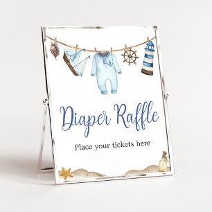 Nautical Sailor Ahoy Baby shower Luier Raffle Poster
