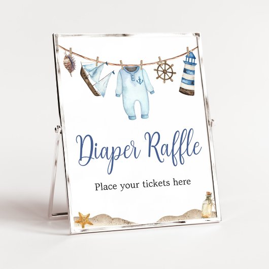 Nautical Sailor Ahoy Baby shower Luier Raffle Poster