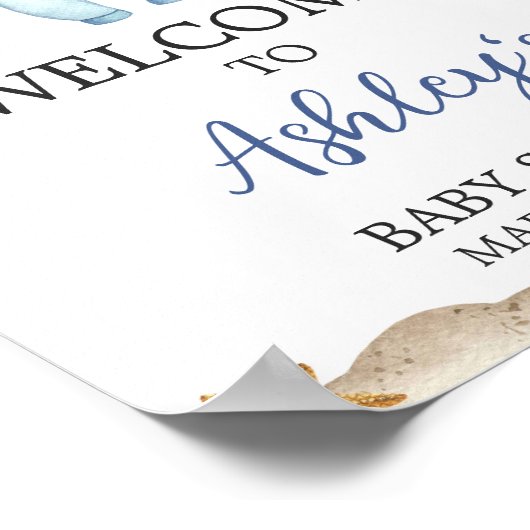 Nautical Sailor Ahoy Baby shower Welkom Poster (Hoek)