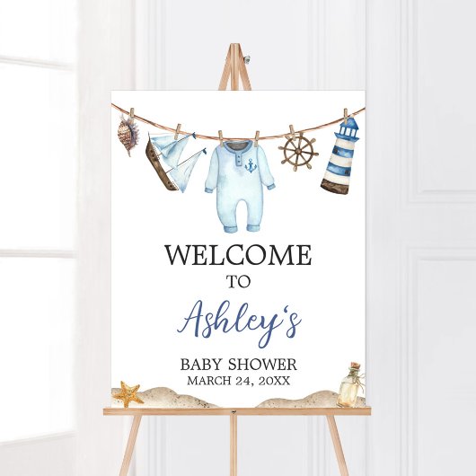 Nautical Sailor Ahoy Baby shower Welkom Poster