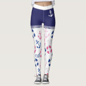 Nautical Sailor Anchor, Buoy and Bucket Pet Trendy Leggings (Voorkant)