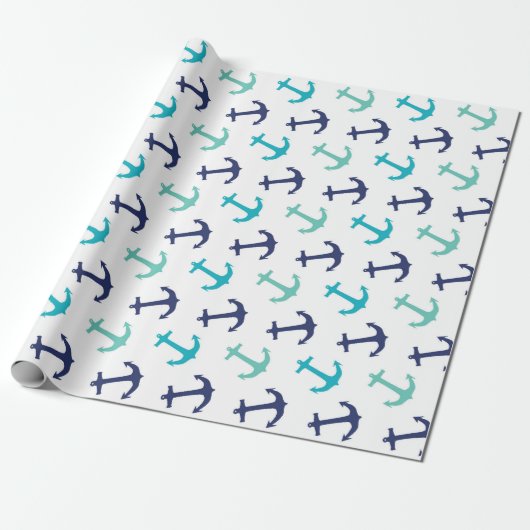 Nautical Sailor Anchors Cadeaupapier (Uitgerold)