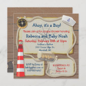 Nautical Sailor Baby Douche Uitnodigingen (Voorkant / Achterkant)