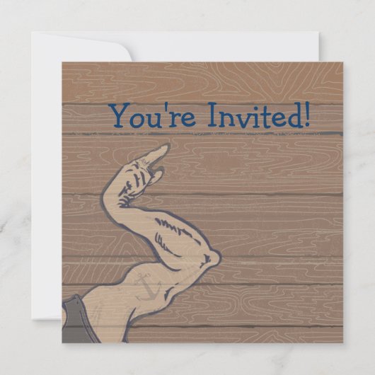 Nautical Sailor Baby Douche Uitnodigingen (Achterkant)