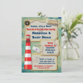Nautical Sailor Baby Douche Uitnodigingen (Staand voorkant)