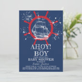 Nautical Sailor Baby shower Blauw Kaart (Staand voorkant)