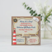 Nautical Sailor Baby Shower-uitnodigingen Kaart (Staand voorkant)