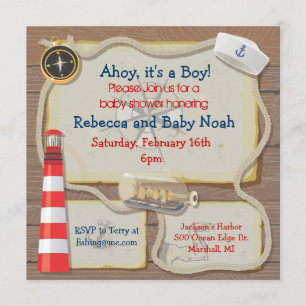 Nautical Sailor Baby Shower-uitnodigingen Kaart