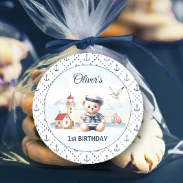 Nautical Sailor Beer 1st Birthday Anker Ronde Sticker