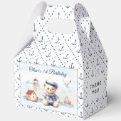 Nautical Sailor Beer 1st Birthday Large Gable Bedankdoosjes (Achterkant)