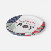 Nautical Sailor Boats Ahoy Baby Jongen Douche Part Papieren Bordje (Gekanteld)