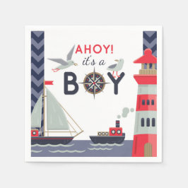 Nautical Sailor Boats Ahoy Baby Jongen Douche Part Servet