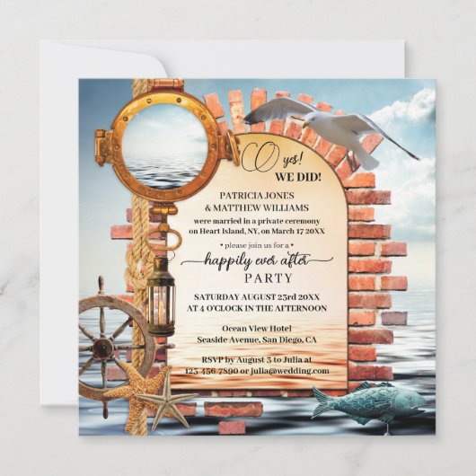 Nautical Sailor Coastal After Weddenschap Kaart (Voorkant)