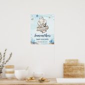 Nautical Sailor Cute Elephant Baby shower Welkom Poster (Keuken)