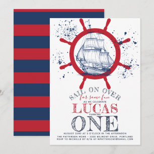 Nautical Sailor First Birthday Kaart