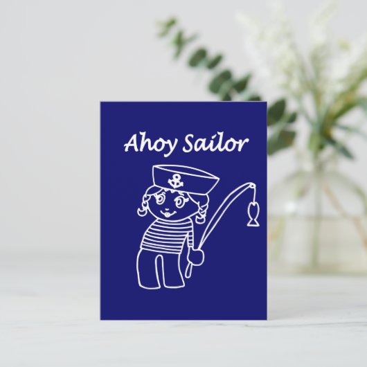 Nautical Sailor Girl Briefkaart (Staand voorkant)