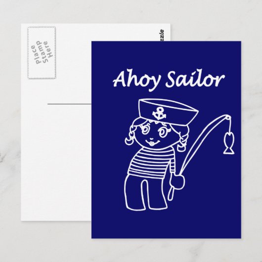Nautical Sailor Girl Briefkaart (Voorkant / Achterkant)