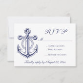 Nautical Sailor Marine Blauw Anker RSVP Bruiloft (Voorkant)