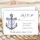 Nautical Sailor Marine Blauw Anker RSVP Bruiloft
