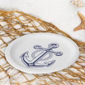 Nautical Sailor Marine Blauw Schip Anker Bruiloft Papieren Bordje