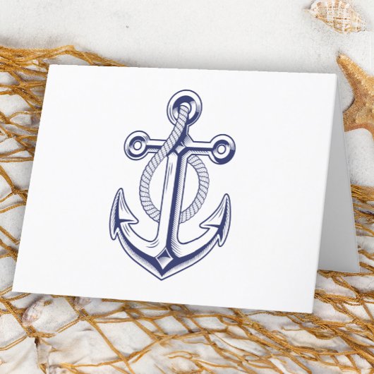Nautical Sailor Navy Blue Anker Blank Note Kaart