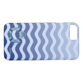 Nautical Sailor Navy Blue Waves Stripe Case-Mate iPhone Case (Achterkant (Horizontaal))