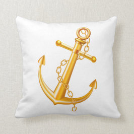 Nautical Sailor Ocean Beach Gold Anchor  Kussen