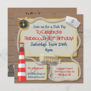 Nautical Sailor Party Invitation Kaart