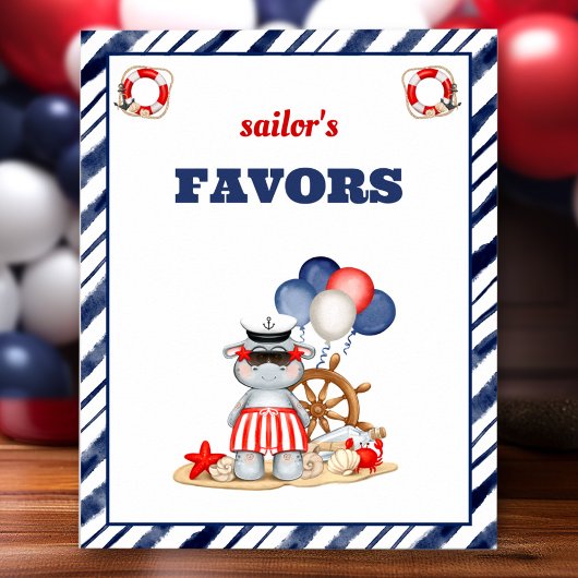 Nautical Sailor Peuter Verjaardag Boot Favor Sign Poster