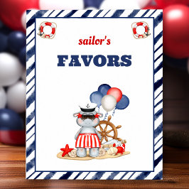 Nautical Sailor Peuter Verjaardag Boot Favor Sign Poster
