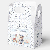 Nautical Sailor Schattige Beer 1e Verjaardag Klein Bedankdoosjes (Geopend)