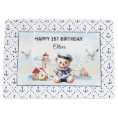 Nautical Sailor Schattige Beer Boy 1e Verjaardag Groot Cadeauzakje (Voorkant)
