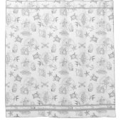 Nautical Sailor Tattoos Grijs en Wit Patroon Douchegordijn (Voorkant)