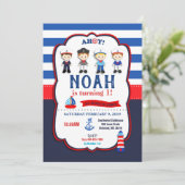 Nautical Sailors Boys Uitnodigingen (Staand voorkant)