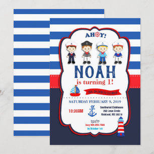 Nautical Sailors Boys Uitnodigingen