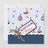 Nautical Sailships Anchor Crabs Baptisme Kaart (Voorkant)